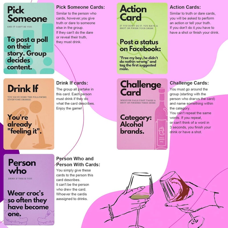 Fofeadm Drinking Card Games for Adults, Fun Adults Drinking Games with 100 Cards, Great for Game Night & Parties, 21st Birthday Gift & Bachelorette Party Games, Age 21+ - Image 3
